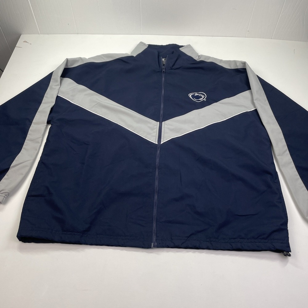 Starter Penn State Jacket Men Large Blue Gray Nittany Lions Logo Windbreaker